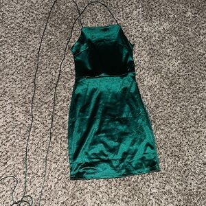 PrettyLittleThing Deep Green Satin Mini Dress